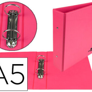 Pasta de 2 Aneis 40mm Redondos Din A5 Cart?o Forrado PVC Fucsia