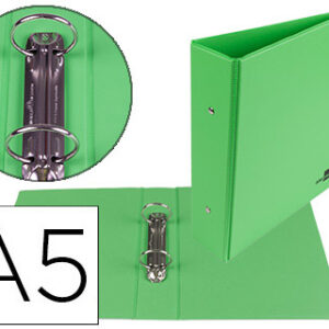 Pasta de 2 Aneis 40mm Redondos Din A5 Cart?o Forrado PVC Verde