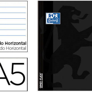 Caderno Escolar Agrafado Oxford Openflex A5 48F Pautado Preto