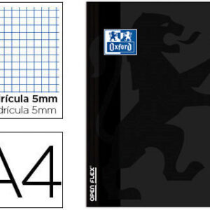 Caderno Escolar Agrafado Oxford Openflex A4 48F Quadricula 5mm Preto