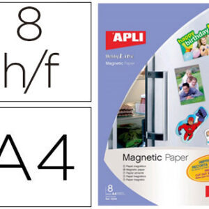 Papel Magnetico Apli Branco Din A4 p/ Impressoras a Tinteiro Embalagem de 8 Folhas