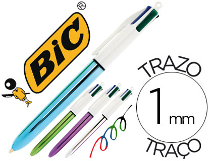 Caneta Bic Quatro Cores Shine Cores Metalizadas Ponta de 1 mm