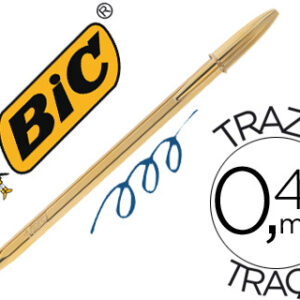 Caneta Bic Cristal Celebration Ouro Tinta Azul