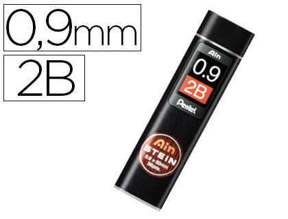 Minas Pentel Ain Stein 0.9 2B Estojo c/ 36 Minas