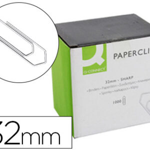 Clips Q-Connect Niquelados 32 mm Caixa de 1000 Unidades