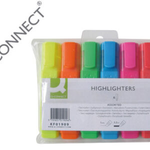 Marcador Q-Connect Fluorescente Ponta Biselada - Estojo de 6 Cores