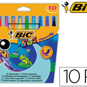 Marcador Bic Kids Vis Aquarelle Estojo de 10 Cores Ponta Pincel Tinta à Base de Água