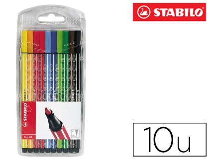 Marcador Stabilo Aguarelavel Pen 68 Estojo de 10 Cores Sortidas