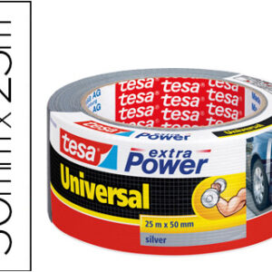 Fita Adesiva Tesa Americana 25 Mt X 50 mm Extra Power Cor Prata