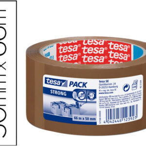 Fita Adesiva Tesa Castanha Strong 66 Mt X 50 mm p/ Embalagem Baixo Ruido