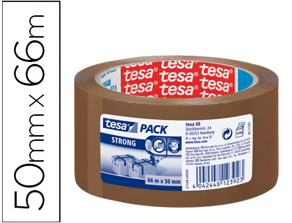 Fita Adesiva Tesa Castanha Strong 66 Mt X 50 mm p/ Embalagem Baixo Ruido
