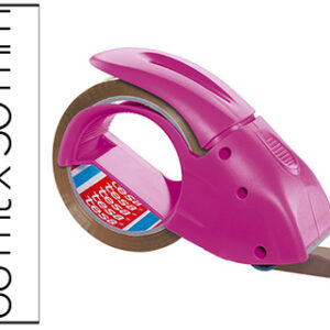 Porta Rolo Embalagem p/ Rolos de 66 Mt X 50 mm Rosa + 1 Rolo Fita Castanha - TESA