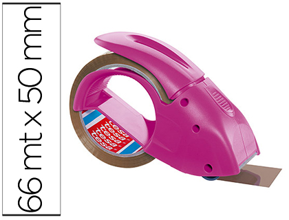 Porta Rolo Embalagem p/ Rolos de 66 Mt X 50 mm Rosa + 1 Rolo Fita Castanha - TESA