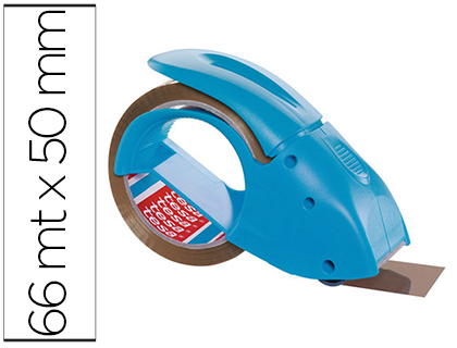 Porta Rolo Tesa Embalagem p/ Rolos de 66 Mt X 50 mm Azul Inclui 1 Rolo Fita Castanha Baixo Ruido 66