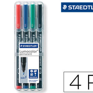 Pack 4x Marcador Staedtler Lumocolor Retroprojecao Permanente 318-5 Ponta 0,6mm (4 Cores)