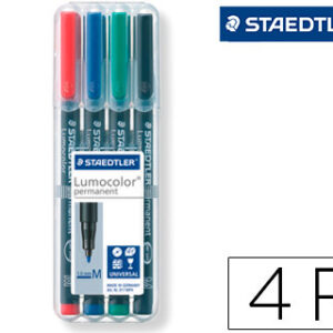 Marcador Staedtler Lumocolor Retroprojecao Permanente 317-5 Ponta 0,8-1mm Verde (4 Unidades)