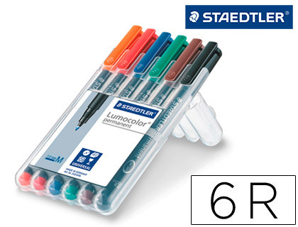 Marcador Staedtler Lumocolor Retroprojecao Permanente 317-5 Ponta 0,8-1mm Verde (6 Unidades)