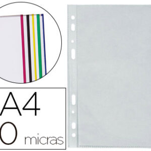 Bolsa Multiperfurada Q-Connect Din A4 70 Microns Cristal c/ Rebordo Cores Sortidas (25 Unidades)