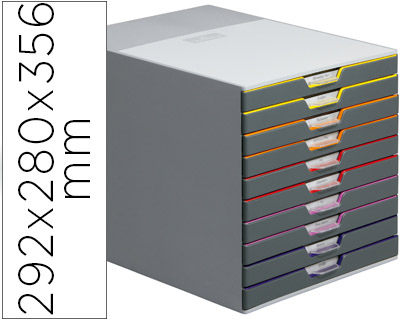 Bloco Classificador Durable de Secretaria Varicor Empilhaveis 10 Gavetas Plastico 292X280X356 mm