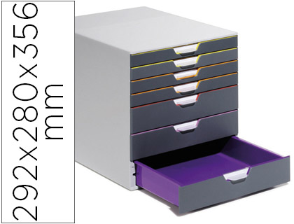 Bloco Classificador Durable de Secretaria Varicor Empilhaveis 7 Gavetas Plastico 292X280X356 mm