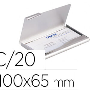 Porta Cartoes Durable Alum?nio Capacidadee 20 Cart?es de Visitas 55X90 mm Cor Prata 100X65 mm