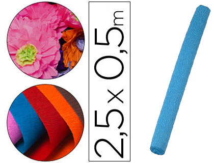 Papel Crepe 50 cm X 2,5 M 85G/M2 Celeste