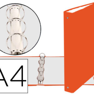 Pasta Exacompta de 4 Aneis 30mm Redondos Din A4 Cart?o Forrado Laranja