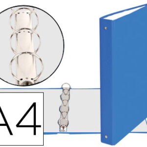 Pasta Exacompta de 4 Aneis 30mm Redondos Din A4 Cartão Forrado Azul Claro