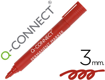 Marcador Q-Connect Permanente Vermelho Ponta Redonda 3.0mm