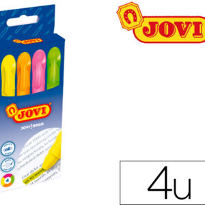 Marcador De Cera Gel Jovi Fluorescente Caja De 4 Unidades Cores Sortidas - JOVI
