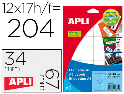Etiqueta Adesiva Apli Branca 12X30 mm Sobre A5 de 990 Unidades