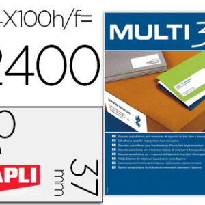 Etiqueta Adesiva Apli Multi 3 70X37 mm Impressão Caixa c/ 100 Folhas Din A4