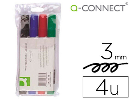 Marcador Q-Connect Quadro Branco 4 Cores Sortidas Ponta Redonda 3.0 mm