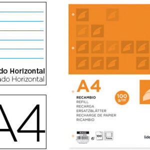 Recarga Din A4 100 Folhas 100 G/M2 Pautado Horizontal c/ Margem 4 Furos