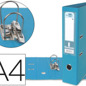 Pasta de Arquivo de Alavanca A4 Forrado PVC c/ Rado Lombada 75mm Celeste Compressor Metalico