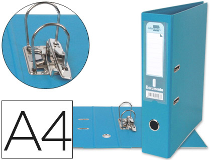Pasta de Arquivo de Alavanca A4 Forrado PVC c/ Rado Lombada 75mm Celeste Compressor Metalico