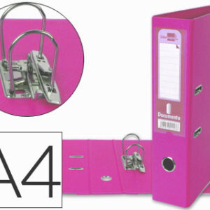 Pasta de Arquivo de Alavanca A4 Forrado PVC c/ Rado Lombada 75mm Rosa Compressor Metalico