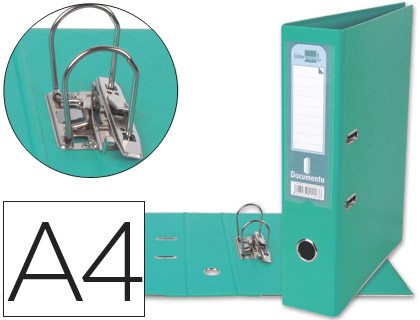 Pasta de Arquivo de Alavanca A4 Forrado PVC c/ Rado Lombada 75mm Verde Claro Compressor Metalico
