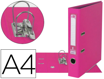 Pasta de Arquivo de Alavanca A4 Forrado PVC c/ Rado Lombada 52mm Rosa Compressor Metalico