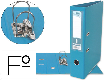 Pasta de Arquivo de Alavanca Folio Forrado PVC c/ Rado Lombada 75mm Celeste