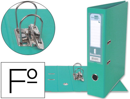 Pasta de Arquivo de Alavanca Folio Forrado PVC c/ Rado Lombada 75mm Verde Claro