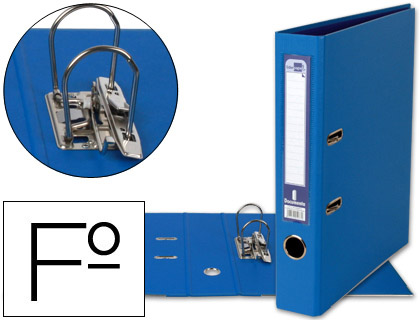 Pasta de Arquivo de Alavanca Folio Forrado PVC c/ Rado Lombada 52mm Azul Compressor Metalico