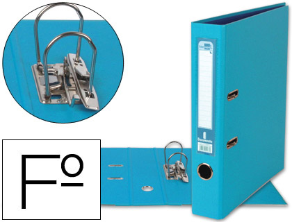 Pasta de Arquivo de Alavanca Folio Forrado PVC c/ Rado Lombada 52mm Celeste