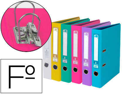 Pasta de Arquivo de Alavanca Folio Forrado PVC c/ Rado Lombada 75mm Cores Sortidas