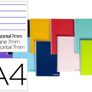 Caderno Espiral Din A4 Smart Capa Suave 80 F 60Gr Pautado 7Mm Dupla Margem 4 Furos Cores Sortidas