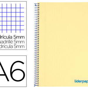 Caderno Espiral Din A6 Wonder Capa Plastico 120 F 90 Gr Quadricula 5Mm 4 Bandas De Cores (Amarelo)