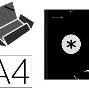 Pasta de Elasticos Antartik A4 3 Abas Cartão Forrado Cor Preto
