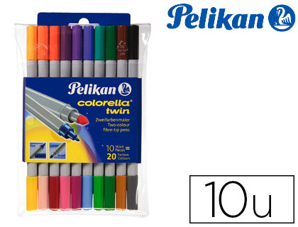 Estojo Pelikan c/ 10 Marcadores Colorella Twin 20 Cores Ponta Dupla