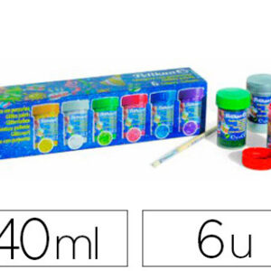 Guache Pelikan Glitter 20 ml 942/20S Caixa 6 Cores Sortidas + Pincel