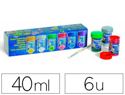 Guache Pelikan Glitter 20 ml 942/20S Caixa 6 Cores Sortidas + Pincel